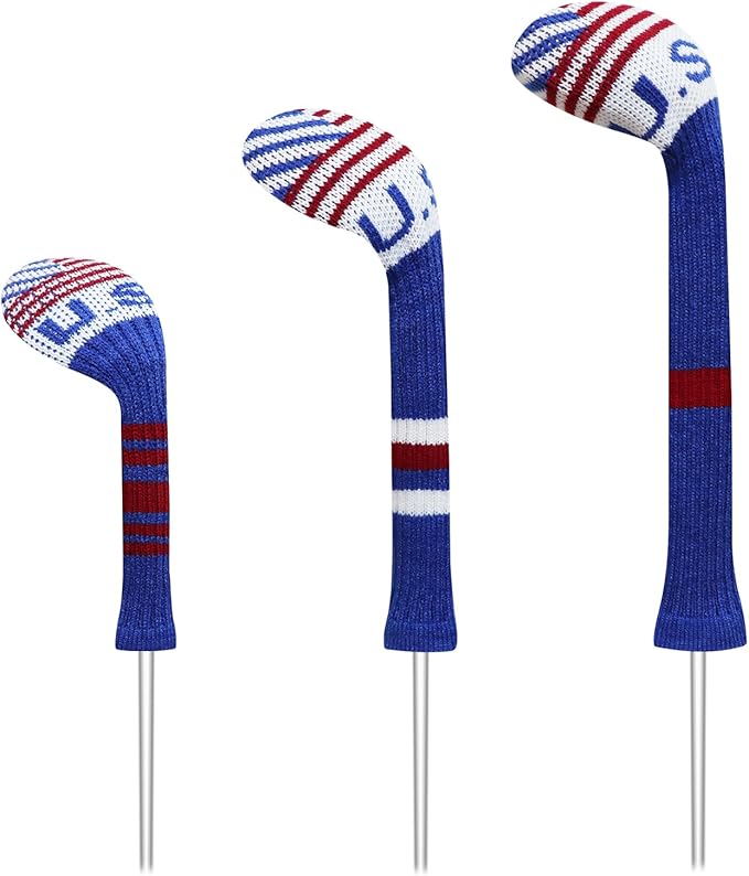 LeFeng 3Pcs Golf Club Covers, Knitted Golf Club Covers for 460cc Driver Fairway Woods and Hybrid