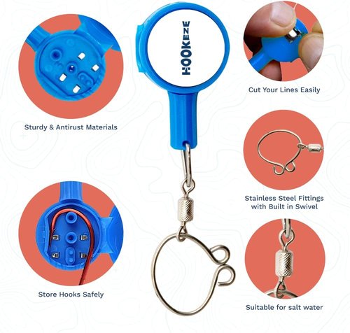HOOK-EZE Fishing Knot Tying Tool - Effortlessly Tie Knots & Protect from Fish Hooks | 3-in-1 Cutter & Nippers