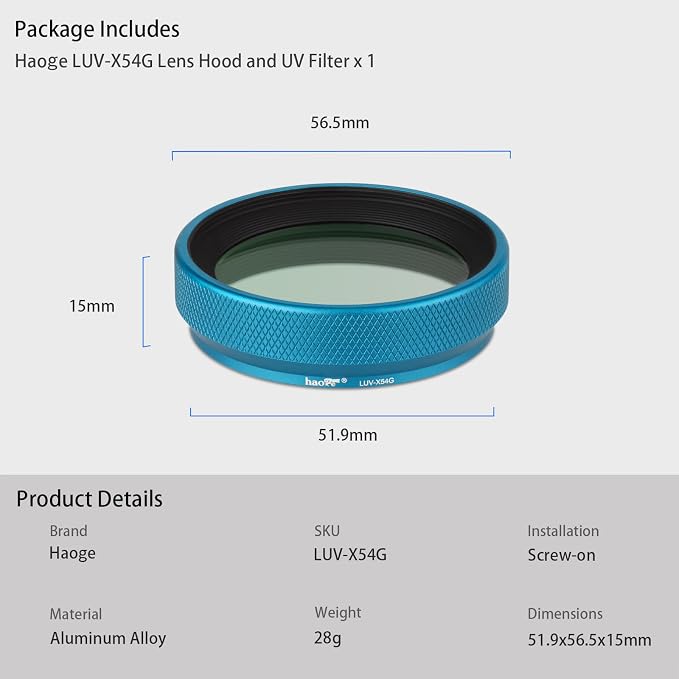 Haoge LUV-X54G Metal Lens Hood