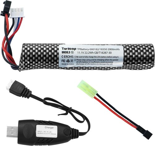 Airsoft Gel Blaster Battery - 11.1V 2000mAh Rechargeable Water Bead Battery with Mini Tamiya Plug - 1 Pack