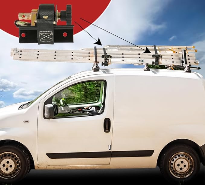 Mytee Products 1-1/2" x 7' Black Ladder Rack Ratchet Straps with J-Hook (4 Pair) - 500 lbs Square Tube Mount - Retractable Ratchet Tie Down Strap for Roof Rack