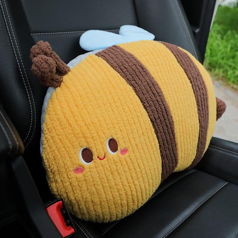 Bee Shaped Lumbar Support Pillow for Car Office Driver Seat Waist Cushion 1 PCS