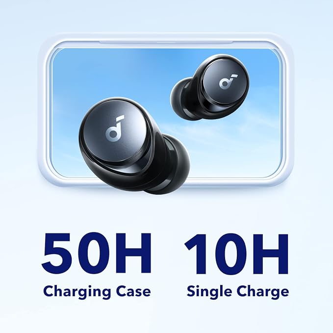 Soundcore by Anker Space A40 Adaptive Active Noise Cancelling Earbuds | Reduce Noise by Up to 98%, Ultra Long 50H Playtime, 10H Single Playtime, Hi-Res Sound, Comfortable Fit, Wireless Charge