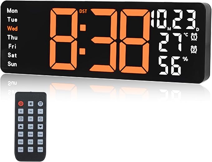 Digital Wall Clock Large Display, 17.3" Digital Clock
