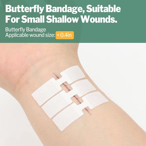 3 Types Butterfly Bandages, 28 Pack Wound Closure Strips, Emergency Laceration Closure Kit, Quick Clot Zip Stitch Wound Closures Device