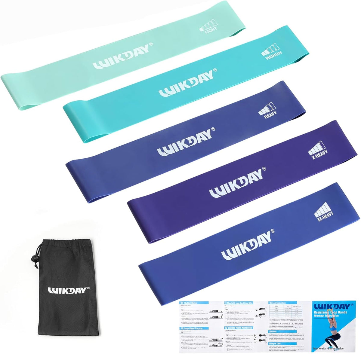 WIKDAY Resistance Bands - Versatile Workout Loop Bands Set for Men & Women | 5-Piece for Stretching & Crossfit