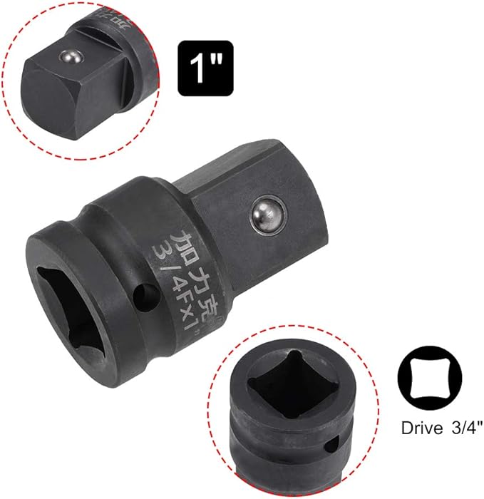 uxcell 3/4" Drive (Female) x 1" (Male) Impact Socket Adapter for Use with Air Impact Wrenches, Breaker Bars, Ratchets, CR-MO Steel