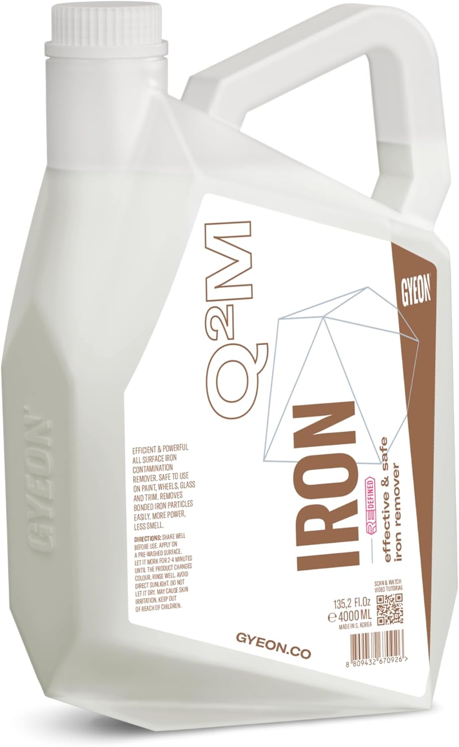 Gyeon Iron Redefined Iron Remover Fallout Cleaner for Car Paint Wheels Glass pH Neutral Color Changing Formula Removes Brake Dust Rust & Rail Dust Powerful Auto Detailing Surface Decontamination