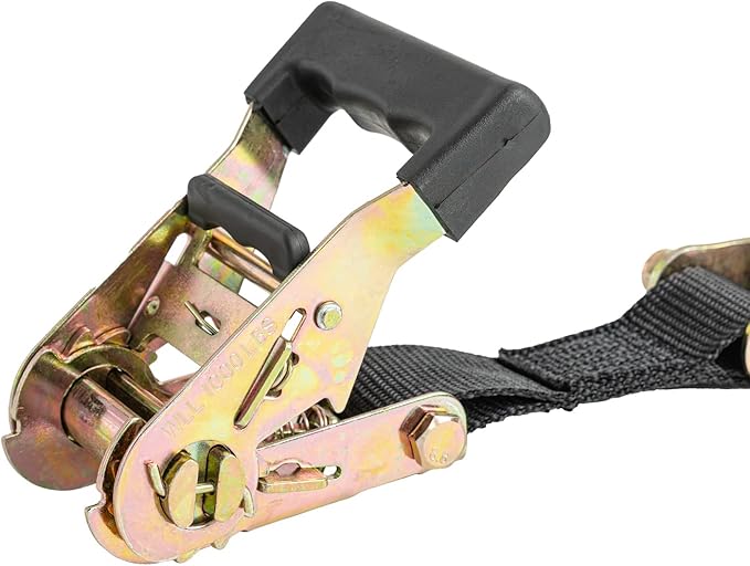SHOCKSTRAP Ratchet Strap, 7’ x 1.5" Shock Absorbing Heavy Duty Tie Downs for Cargo, 1,000 LB WLL / 3,000 LB Break Strength, 2-Pack