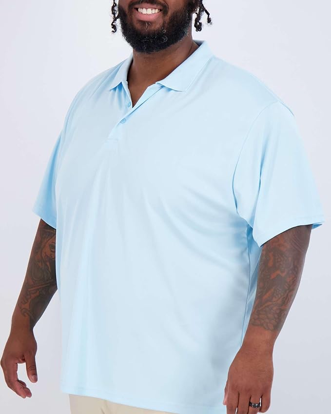Real Essentials 3 Pack: Men's Quick-Dry Short Sleeve Athletic Performance Polo Shirt (Available in Big & Tall)