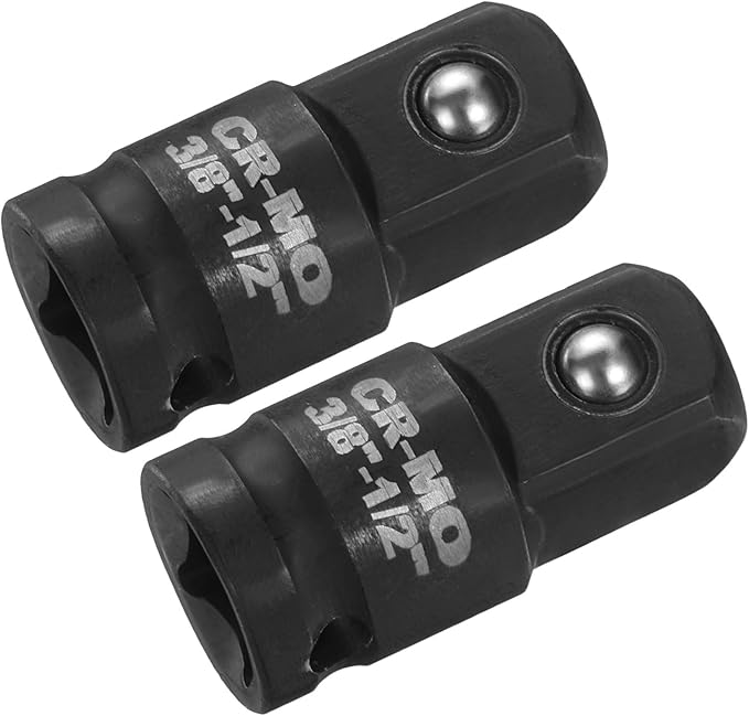 HARFINGTON 2pcs Impact Socket Adapter 3/8" Female to 1/2" Male Square Drive Increaser Standard SAE CR-MO Steel Converter Impact Driver Ratchet Wrench Breaker Bar Conversion, Black