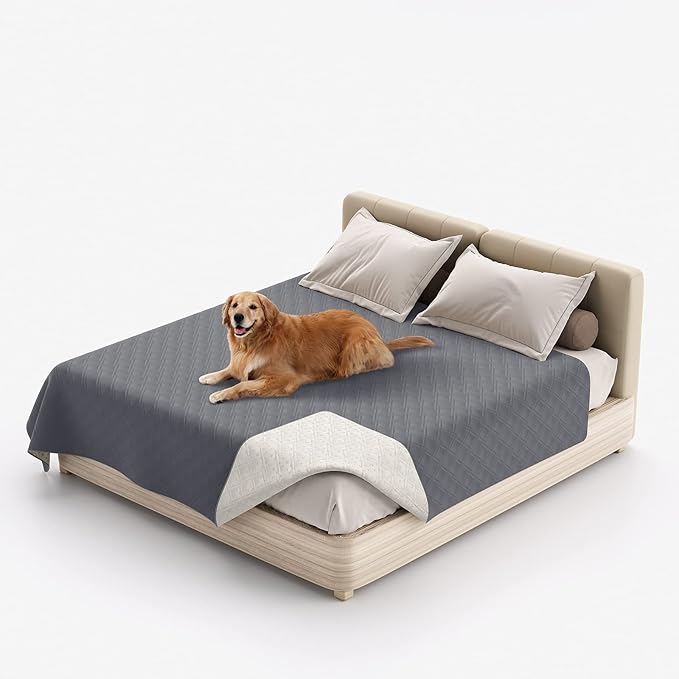 Waterproof Dog Bed Covers for Couch Protection, Water-Resistant Soft Dog Pet Blanket Anti-Slip Dog Blanket for Bed, for Furniture Bed Couch Sofa (Grey,40x50inch)