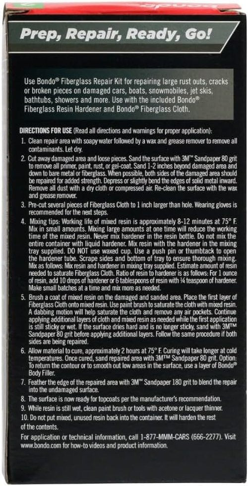 Bondo Fiberglass Resin Repair Kit - Durable 0.45 Pint for Strong Repairs and Restoration