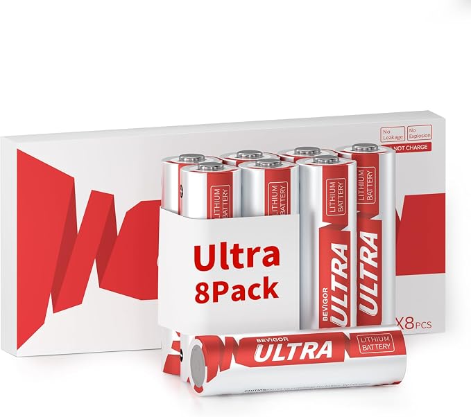 BEVIGOR AA Lithium Batteries 8Pack Ultra, 3500mAh 1.5V Double A Lithium Battery