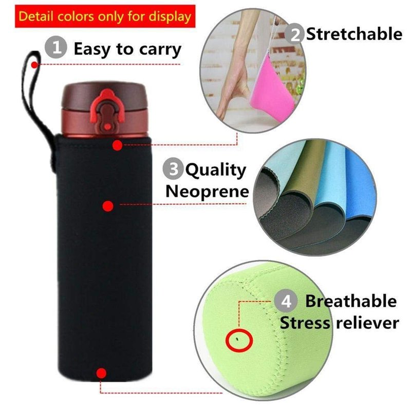 TLHO Water Bottle Carrier 750ml, 25oz Water Bottle Cover Sleeve Neoprene Bottle Carrier Insulated Bottle Bag Case Pouch black, 25oz/750ml 2PCS