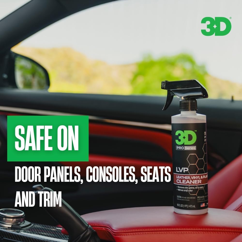 3D LVP Interior Cleaner - Removes Dirt, Grime, Grease, Oil & Stains from Leather, Vinyl & Plastic - Great for Seats, Steering Wheels, Door Panels, Dashboards - Car, Office, Home Use - 1 Gallon