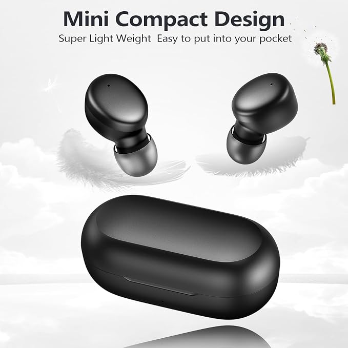 MOZOTER Mini Wireless Earbuds Bluetooth 5.3 in Ear Headphones Headsets | Light Weight,60Hrs Playtime Ear Buds with Charging Case,Smart Touch Control,Premium Sound with Deep Bass for Sport-Black