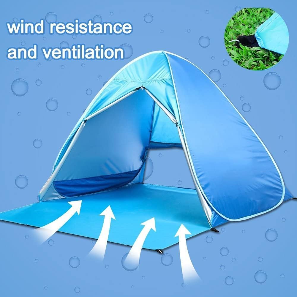 Skiennix Pop Up Beach Tent - UPF 50+ Sun Shelter for 2-3 People | Ideal for Camping, Fishing & Picnics (Blue)