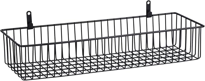 Wetheny Farmhouse Decor Metal Wire Organizer Storage Basket Bin (1 Pack) -Toilet Paper Storage - Organization and Storage for Bathroom, Kitchen Cabinets, Pantry, Closets, Craft Room, Garage (Black)