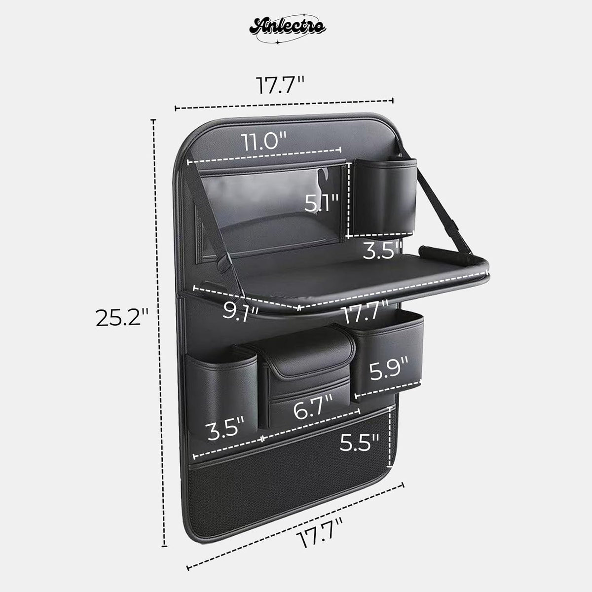 5-in-1 Backseat Car Organizer with Car Seat Tray, Car Backseat Organizers
