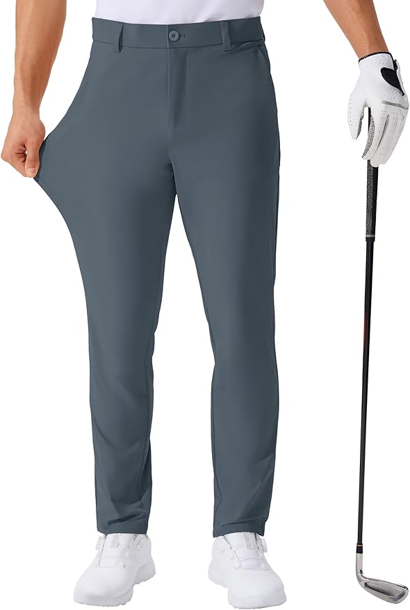 QPNGRP Men's Golf Pants 30"/32"/34" Inseam Lightweight Stretch Work Dress Pants