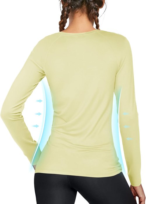 Isnowood Women's UPF 50+ Sun Protection Long Sleeve Swim Shirt - Athletic Top for Hiking & Running