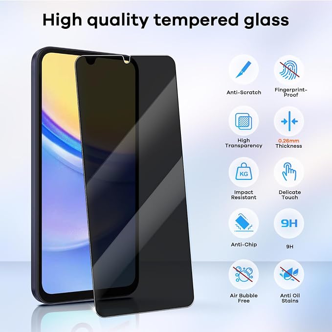 3+3 Pack for Samsung Galaxy A15 5G Privacy Screen Protector & Phone Camera Lens