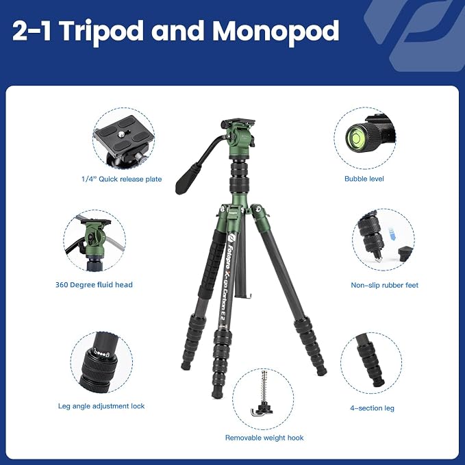 Fotopro 59" Carbon Fiber Travel Tripod