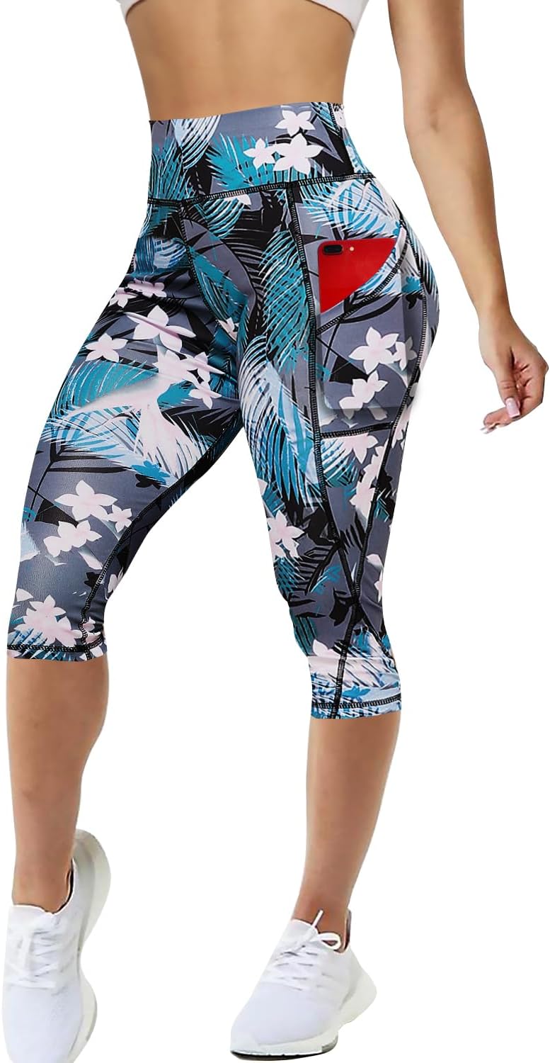 Skiennix Capri Leggings - High-Waisted Women's Yoga Pants with Pockets | Perfect for Gym & Running