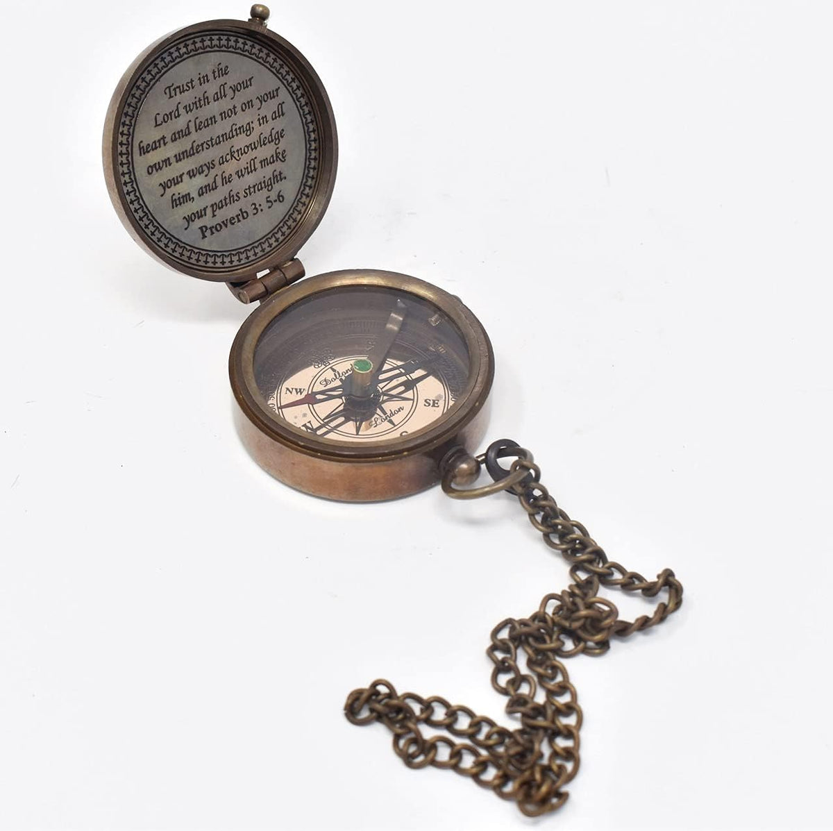 Trust In The Lord Engraved Compass - Inspirational Graduation Gift with Stamped Leather Case | Camping & Boating Essential
