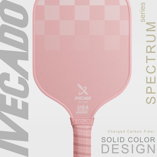 IVECADO Pickleball Paddle Pink Carbon Fiber USAPA Approved Lightweight One Pickle Ball Racket with Cover for Women and Men