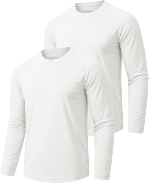 MAGCOMSEN Men's Long Sleeve UV Protection Shirts - UPF 50+ Dry Fit Athletic T-Shirts | 2 Pack