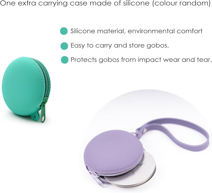16Pcs Round Gobos Kit for Optical Snoot, 66mm/2.6in Metal Plate Patterns for