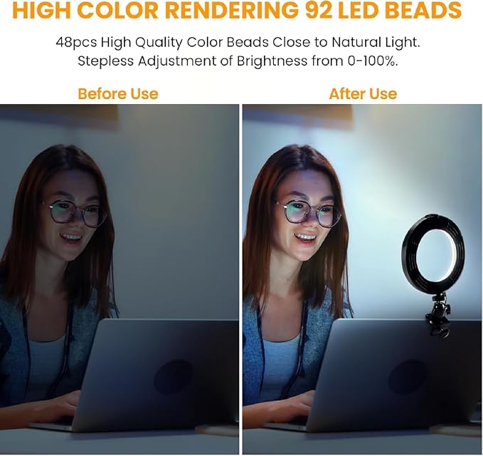 Video Conference Lighting Kit, Ring Light Clip on Laptop Monitor