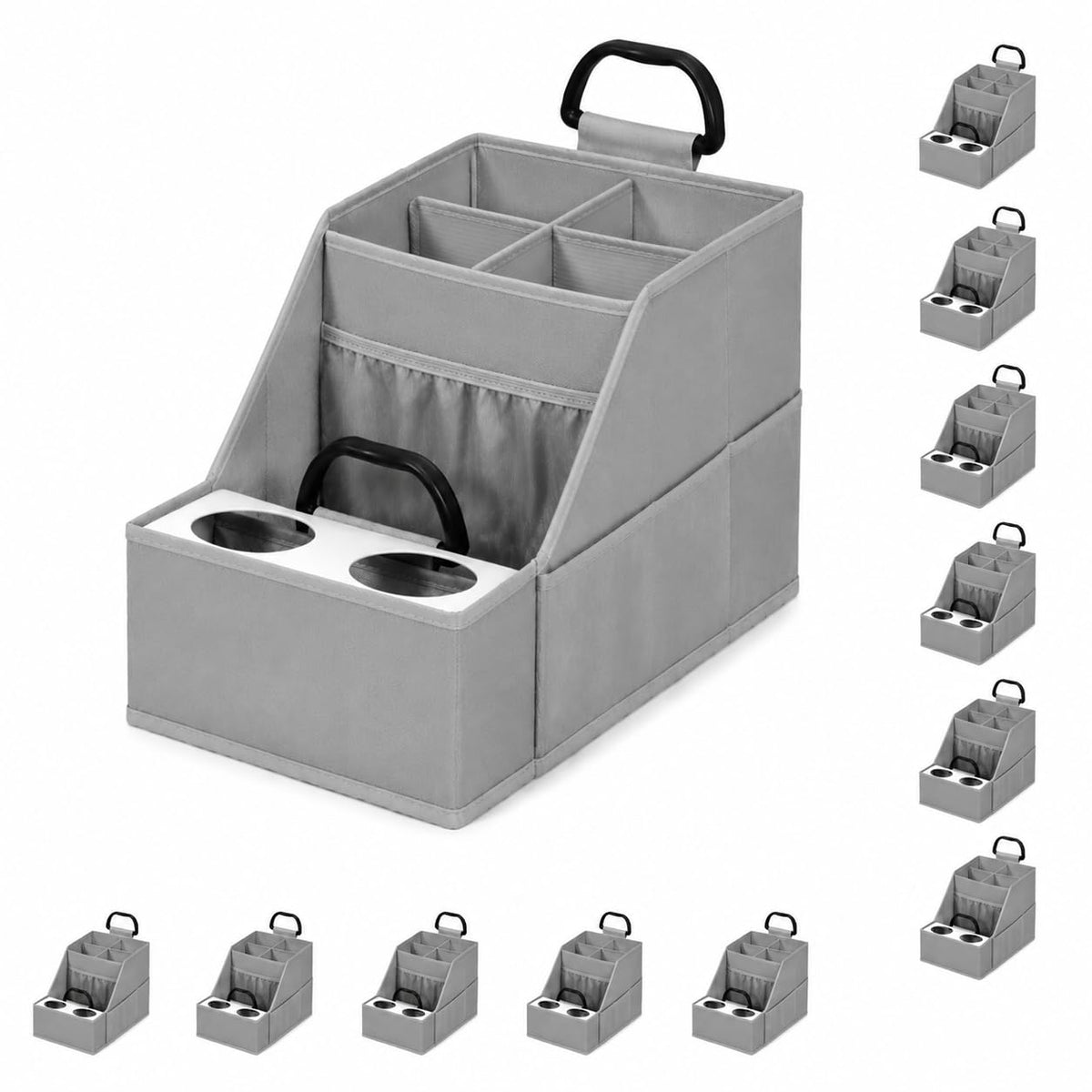 CROS 2 Pack Car Seat Organizer with Metal-Reinforced Cup Holders, 12 Storage Compartments Backseat Car Organizer, Travel Essentials for Kids Toys & Snacks, Non-Slip Seat Storage for SUV, Truck, Print