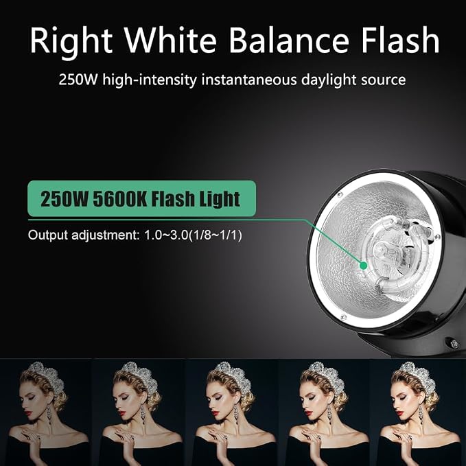 Godox 750W Professional Studio Strobe Flash Light Kit, 3-Light Godox Strobe