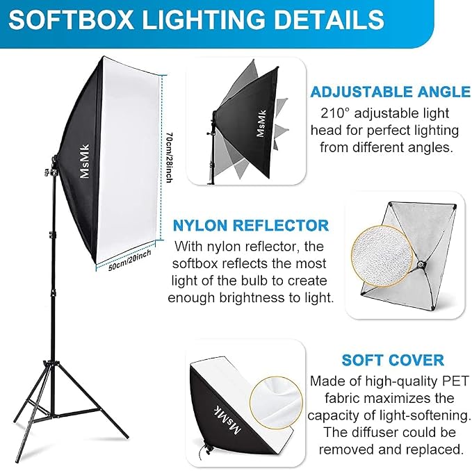 Photography Lighting Kit 8.5x10ft Backdrop Support System and LED Softbox Set