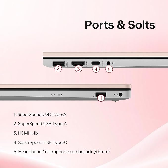 HP 17.3" Touchscreen Laptop, Intel Core i7-1355U, Pale Rose Gold, 32GB RAM, 2TB SSD, Webcam, HDMI, Backlit Keyboard, Fingerprint Reader, Wi-Fi 6, Windows 11 Pro