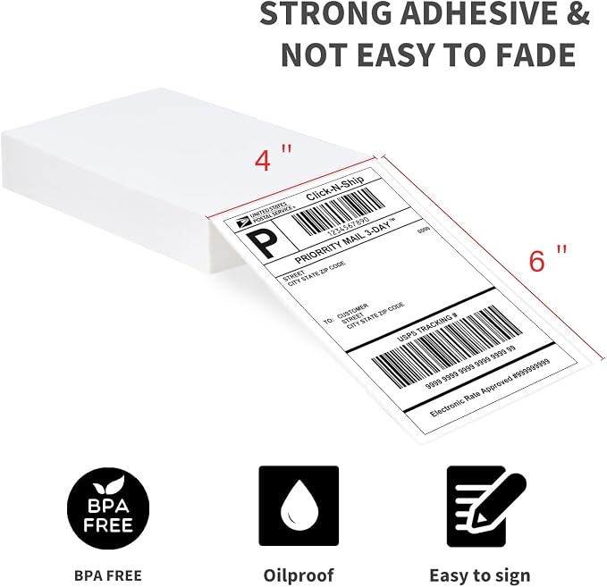 L LIKED 200 4x6 Thermal Labels Fanfold, Direct Thermal Shipping Labels