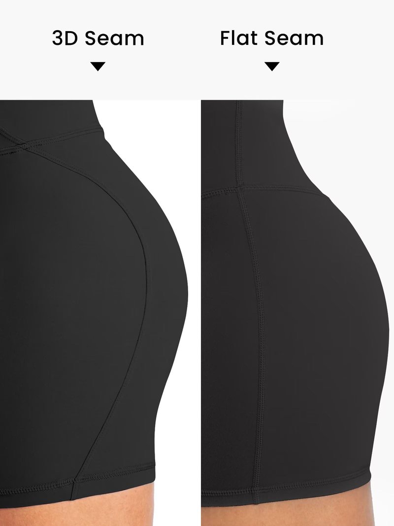 Sunzel No Front Seam Biker Shorts Women 5'' - High Waisted Tummy Control Yoga Shorts, Squat Proof Workout Gym Shorts Black Medium