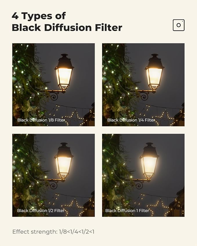 K&F CONCEPT 67mm Black Diffusion 1/4 Filter Mist Cinematic Effect Filter