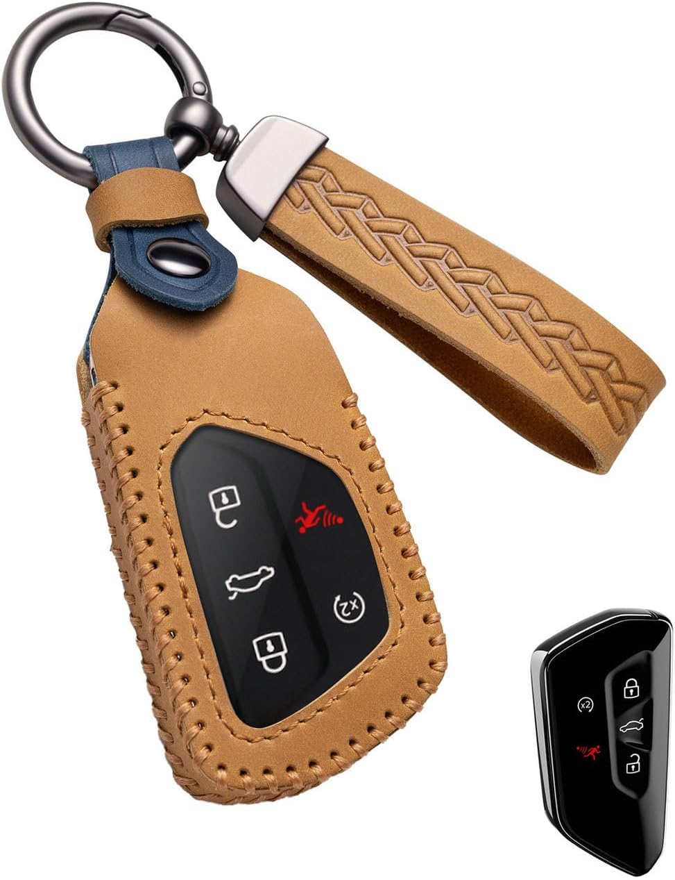 for Volkswagen Key Fob Cover Leather Car Key Case Keychain Fob Holder