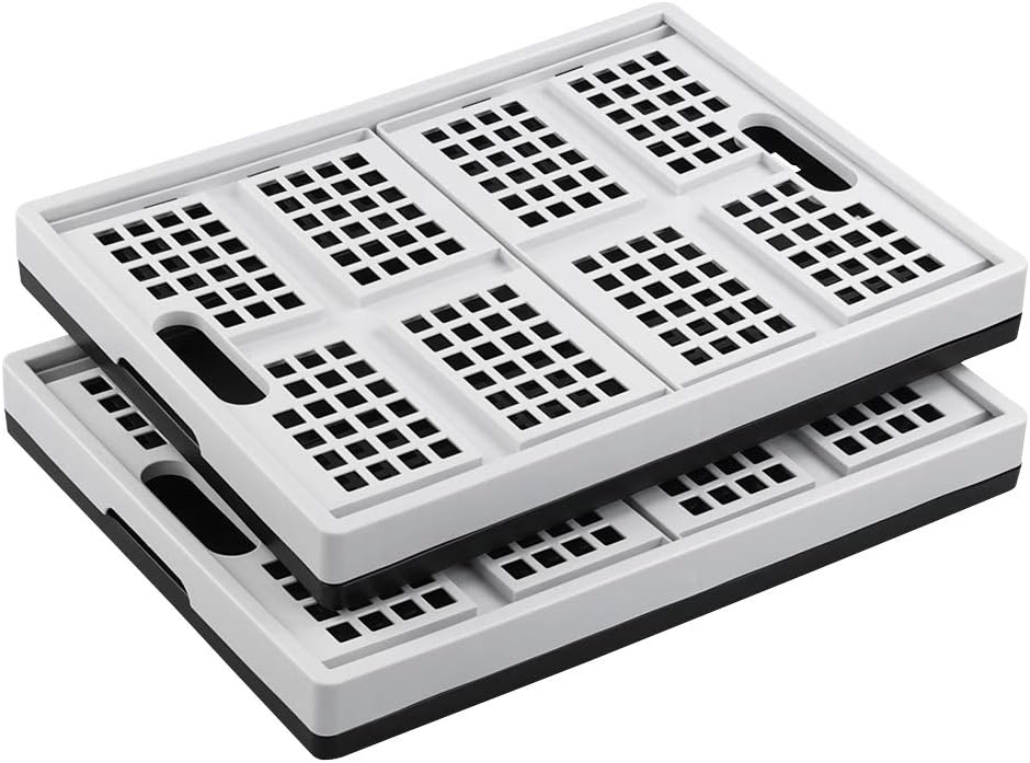Hespama 35 Quart Folding Baskets, Plastic Collapsible Milk Crate, 2 Packs