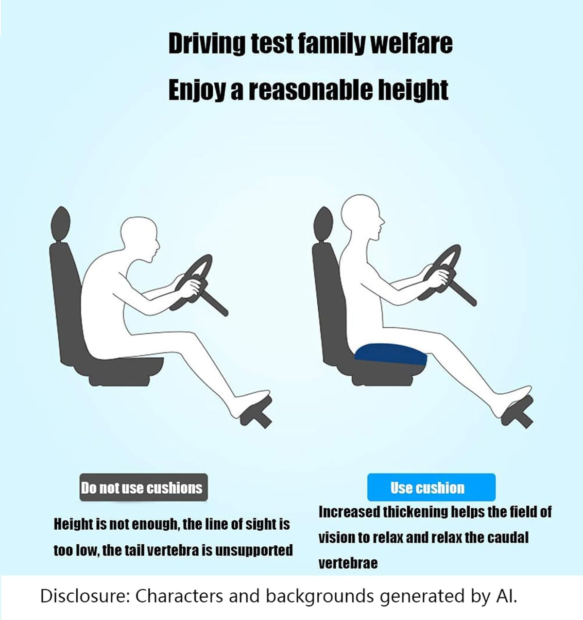 Adult Booster Seat Cushion, Car Seat Cushions for Short People/Thick Office Chair Booster Seat Increase Field of View, for Trucks, Car, Office Chair, Home, Wheelchair,Angle Lift Seat Cushion (Grey)