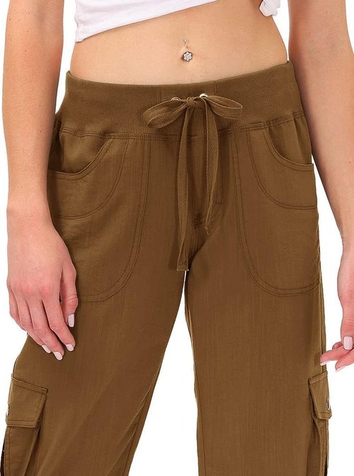MoFiz Women's Capris - Lightweight Casual Pants with Pockets | Comfortable Baggy Cargo Style for Hiking