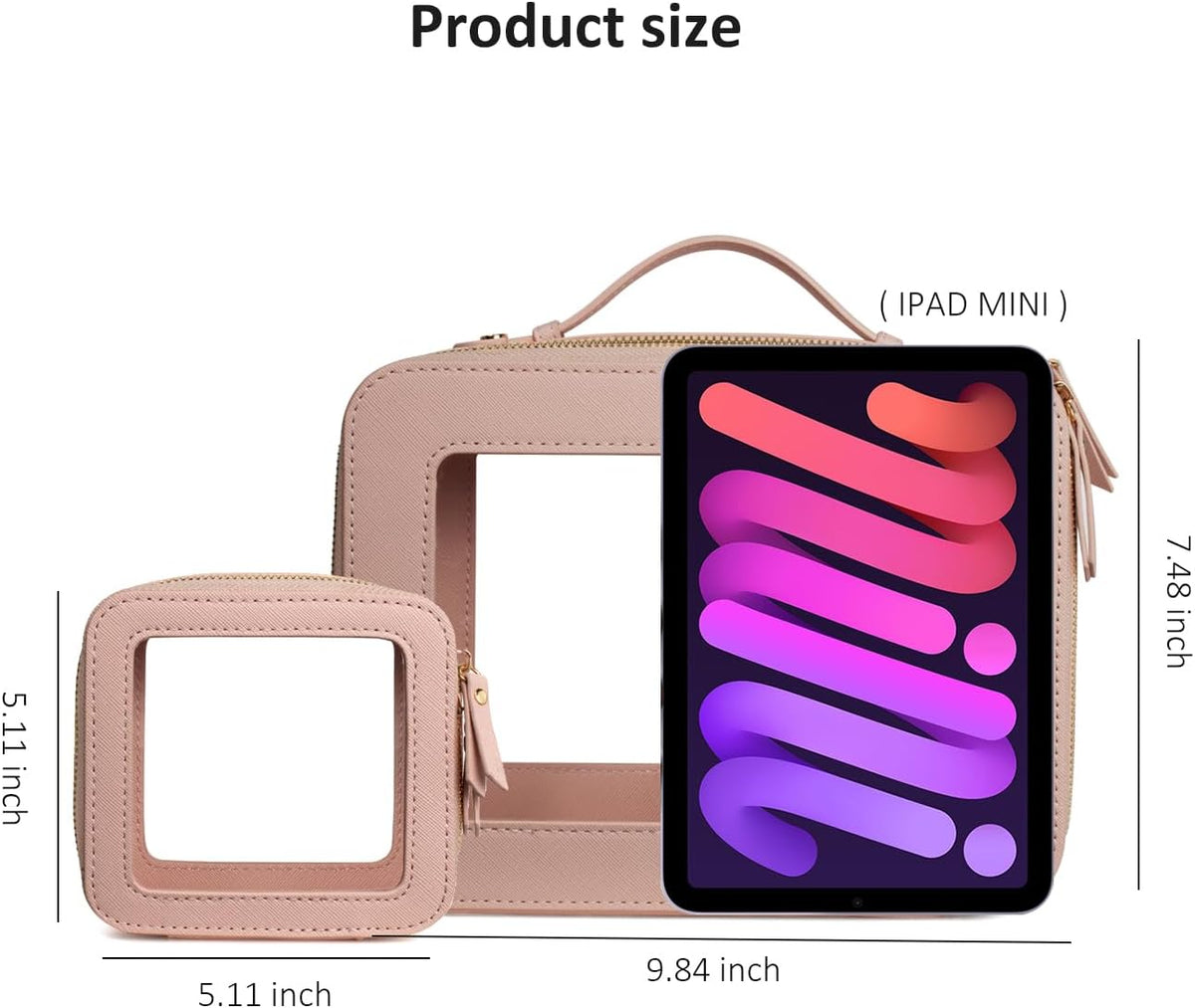 LETGO Clear Majhong Tile Bag with Handle - TSA Approved Toiletry Bags with Zipper, Makeup Organizer for Carry-on Travel Essentials, Cosmetic Bags for Women & Men (Large Nude)
