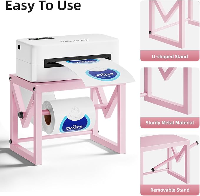 Marbrasse Label Holder for Rolls and Fanfold Labels, Metal Label Printer Holder