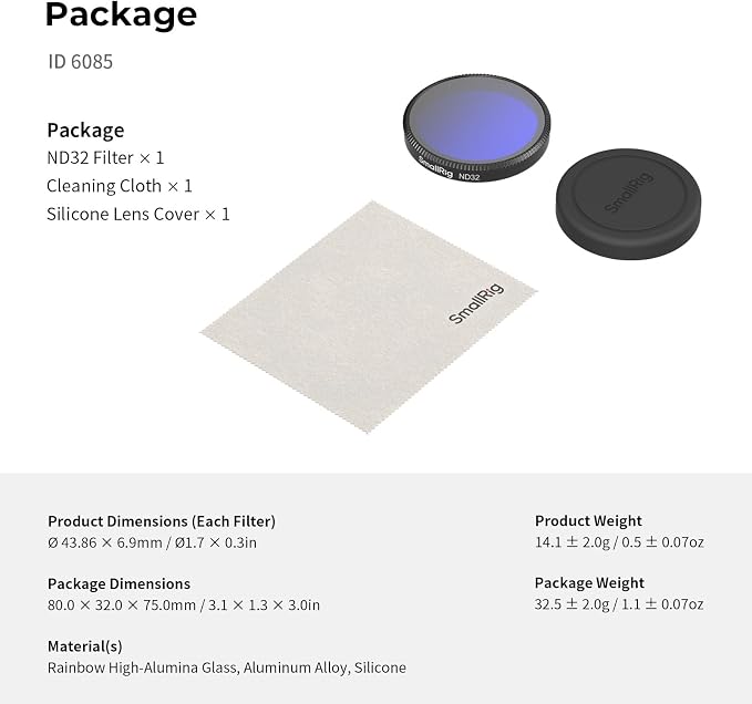 SmallRig ND32 Filter for DJI Osmo Action 6, Snap-On Polarizing Neutral Density