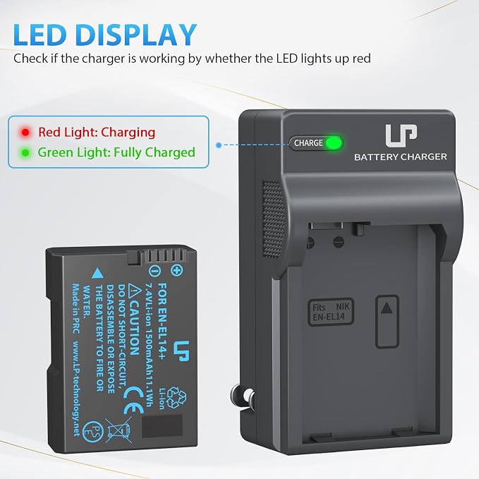 EN-EL14 EN EL14a Battery Charger Pack, LP Charger Compatible