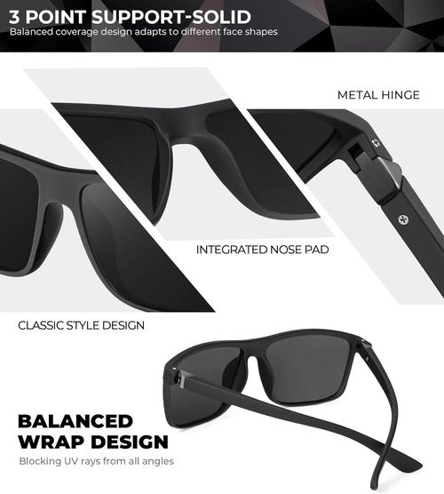 KALIYADI Polarized Men's Sunglasses - Classic UV Protection for Fishing, Driving, and Golf